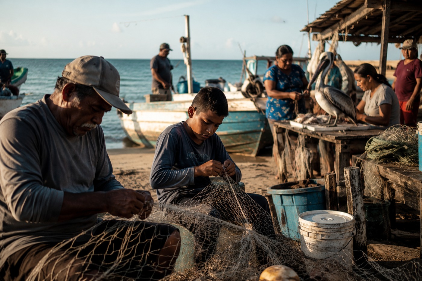 Pescadores y familias costeras compartiendo conocimientos